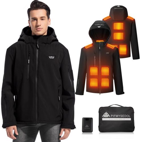 Men's Heated Jacket with Battery Pack, Outdoor Sports Heated Jackets for Men in Black